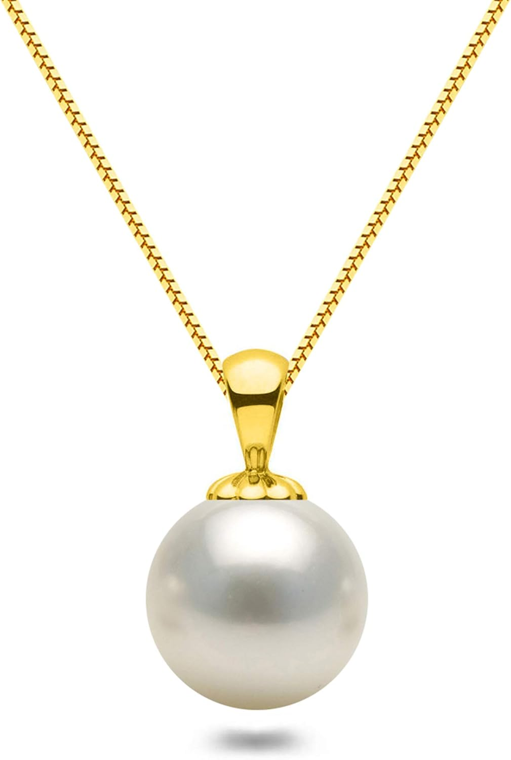 AAAA White Japanese Akoya Cultured Pearl Pendant, Solitaire Style for Women, 14K White or Yellow Gold Plated Sterling Silver, 16-18