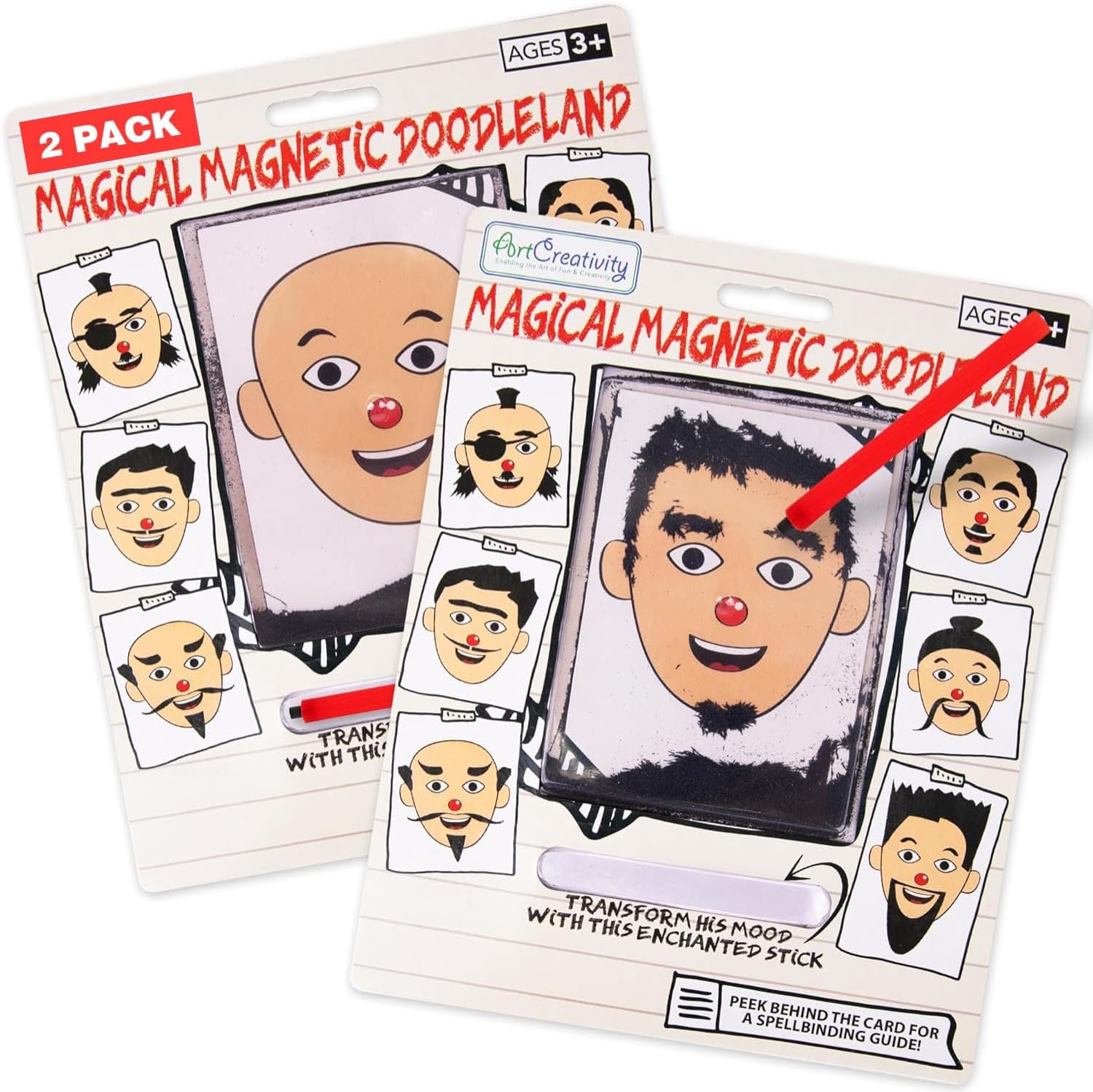 Magnetic Drawing Face - 2 Pack - Travel Toys for Kids, Magnetic Toys Game, Magnet Drawing Doodle Board for Kids - Retro Toy, Vintage Toy, Travel Essentials Games for Ages 3+