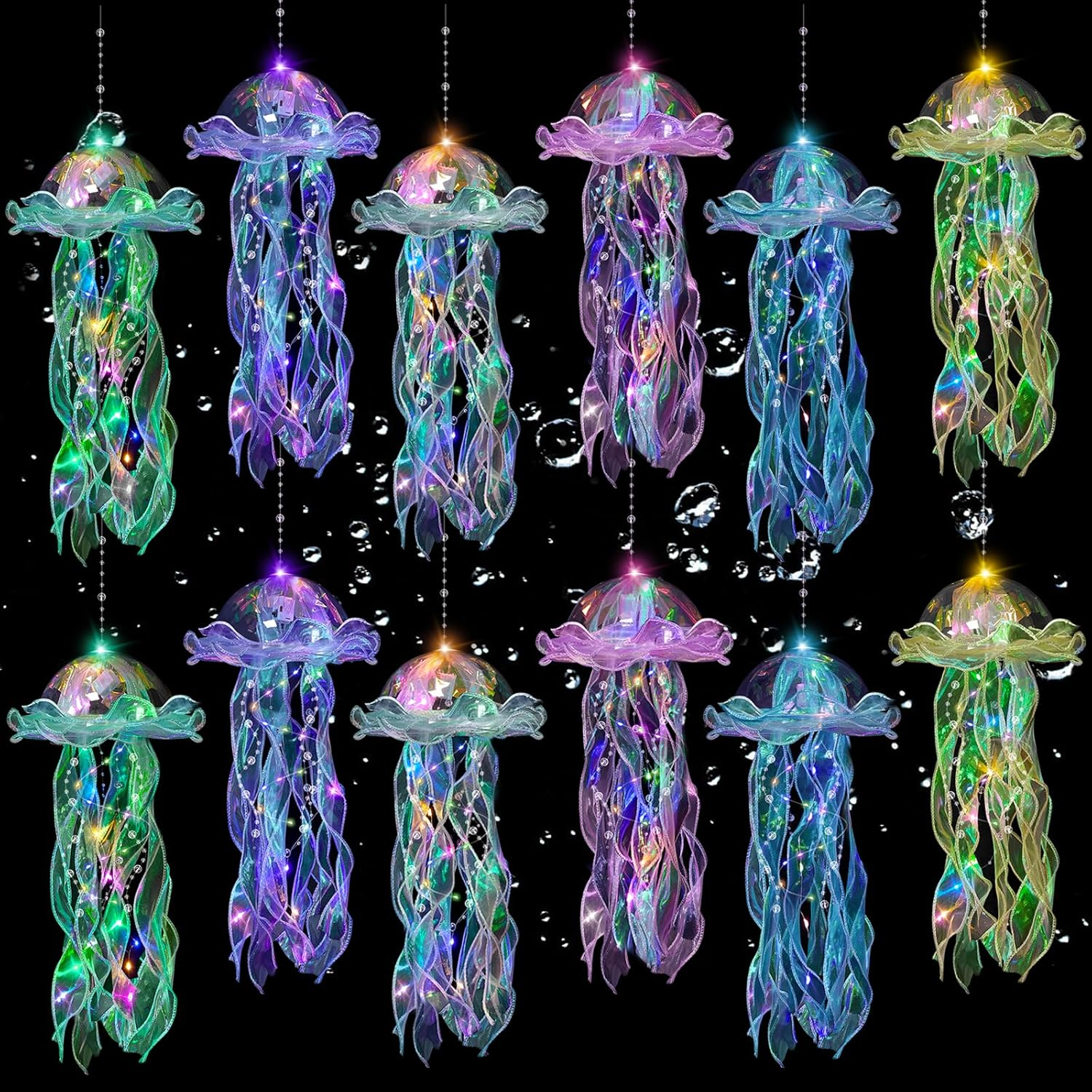 Jellyfish Decor - 12 Pcs Jellyfish Lanterns, Hanging Jelly Fish Decoration for Mermaid Theme Party under the Sea Decorations & Birthday Gifts for Women Girls Baby (6 Colors)