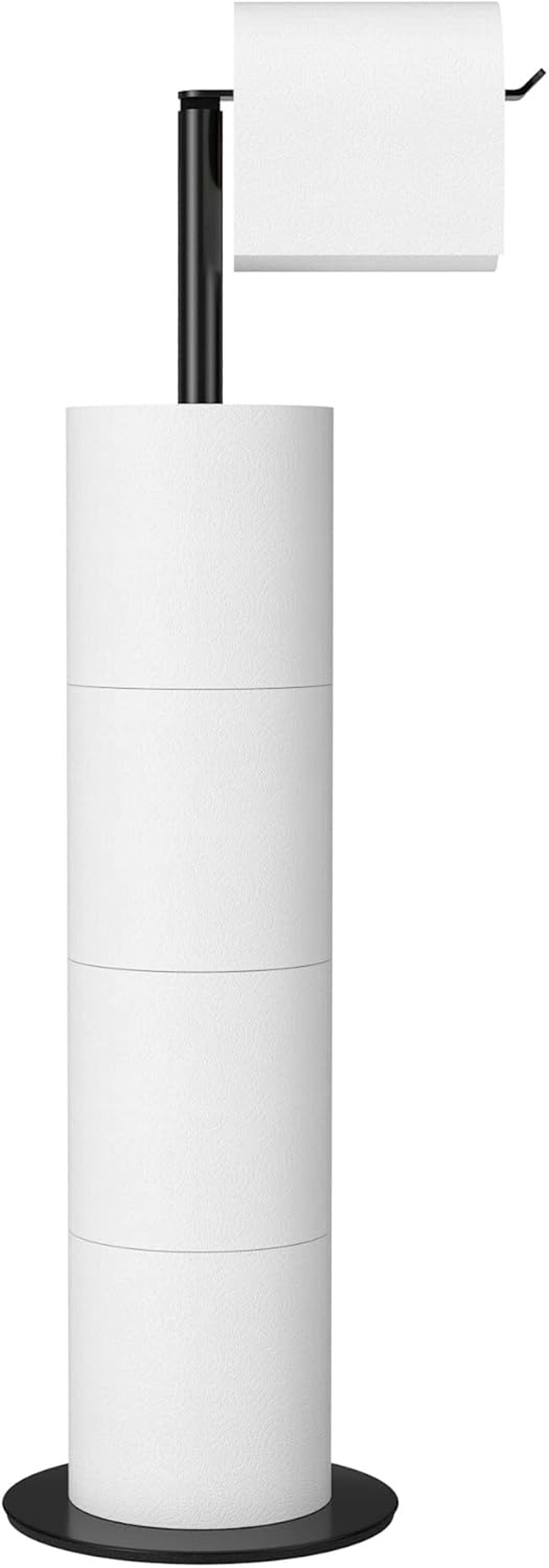 Black Toilet Paper Holder Stand and Dispenser for 4 Spare Rolls,Toilet Paper Storage,Stainless Steel Free-Standing Toilet Tissue Paper Roll Storage Shelf,Bathroom Accessories