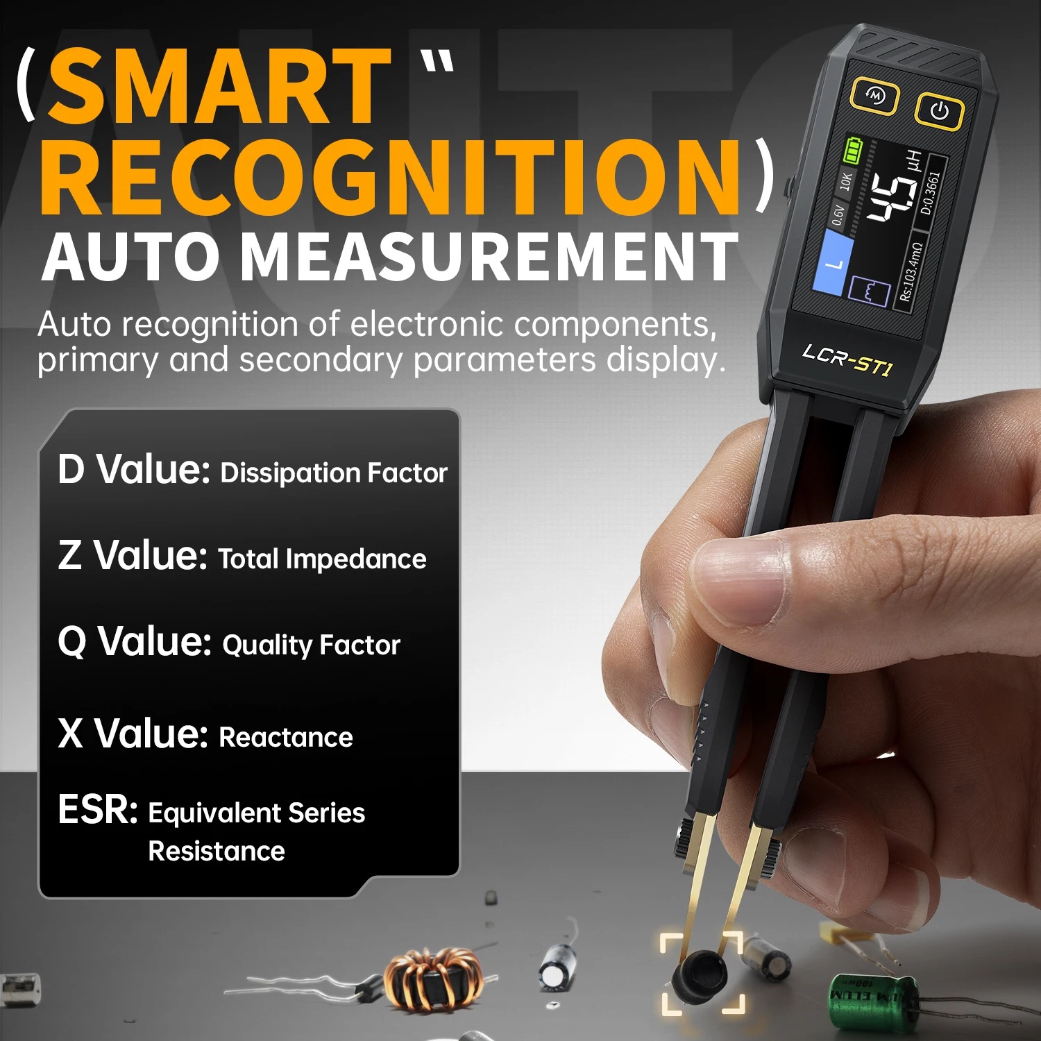 LCR-ST1 Mini Smart Tweezer Component Tester for Resistance Capacitance Inductance Continuity Diode - Precision Tool