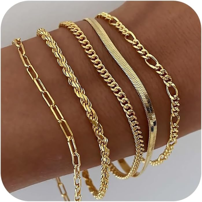 DEARMAY 14K Gold Tennis & Paperclip Bracelets