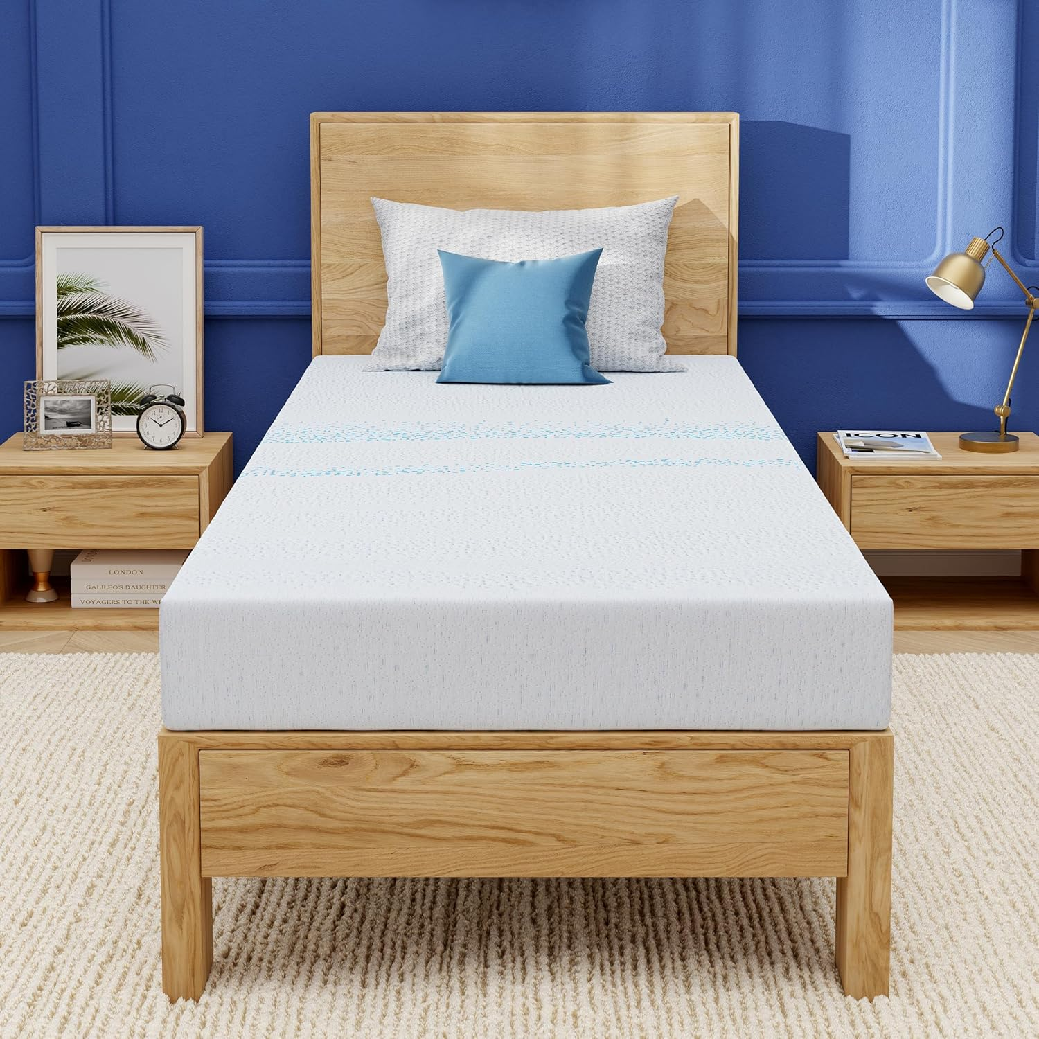 8 Inch Twin Mattress, Gel Memory Foam with Charcoal, Fiberglass Free, Certipur-Us Certified, Temperature-Regulating, Machine Washable Cover, Bed in a Box, 75