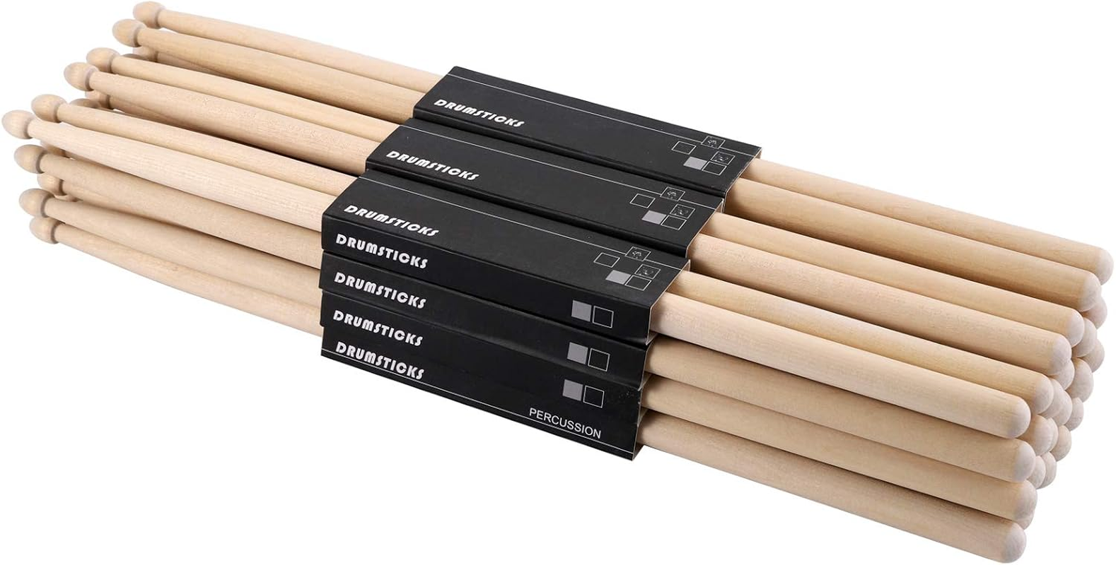 12 Pairs 7A Drum Sticks, Classic Maple Wood Tip Drumsticks for Kids Beginners Students, Rock Band Musical Instrument Percussion Accessories, Consistent Weight and Pitch