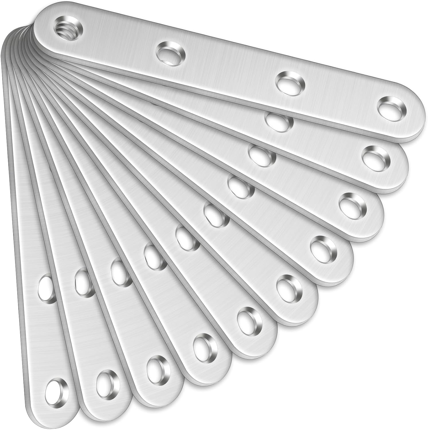 10 Pcs Straight Brackets (100 X 16 X 2Mm), Bolatus Stainless Steel Mending Plates Connecting Plates Flat Straight Brace Brackets with Holes Metal Joining Plates for Wood