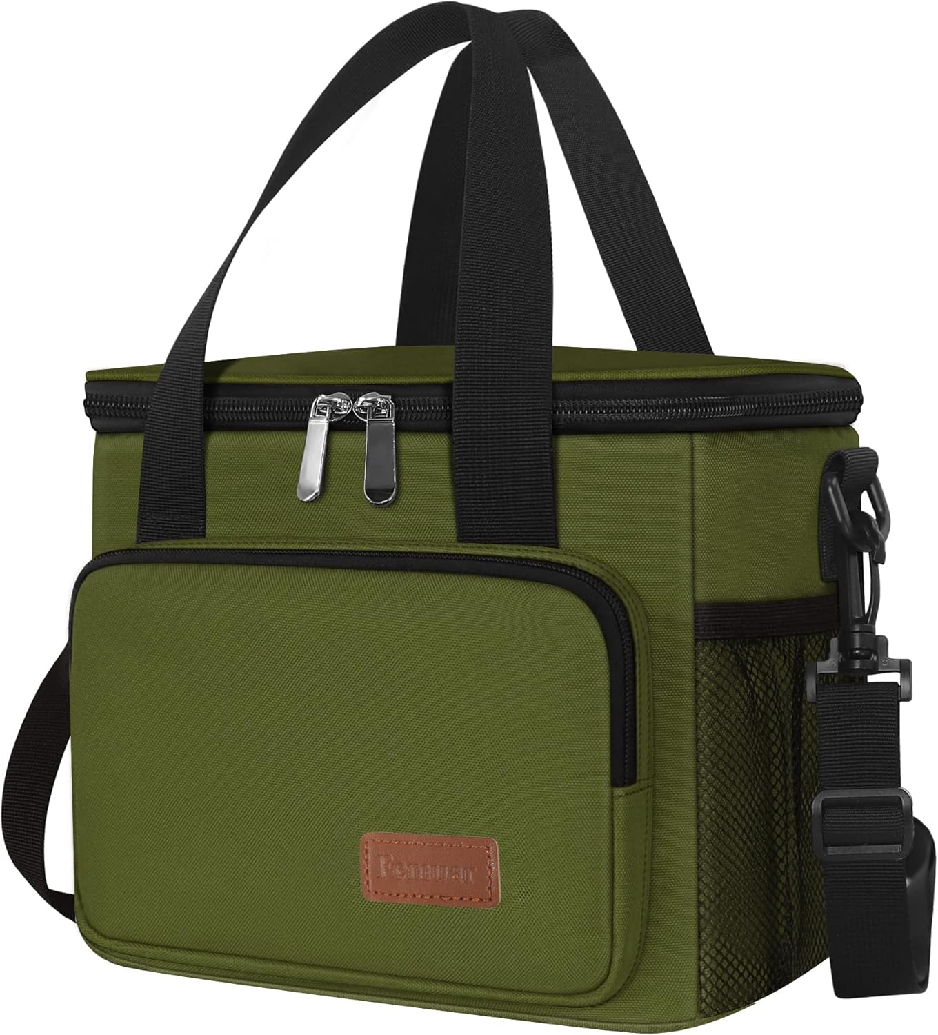 Lunch Bags for Women/Men, Insulated Lunch Bag for Work Office Picnic - Large Lunch Cooler Bag Leakproof Lunch Box with Adjustable Shoulder Strap for Adults - Army Green