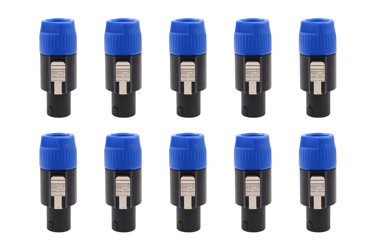 MOTOKU 10PCS Speakon 2 Pin Male Plug Compatible Audio Cable Connectors 2 Pole NL2 Compatible with Speaker/Amplifier