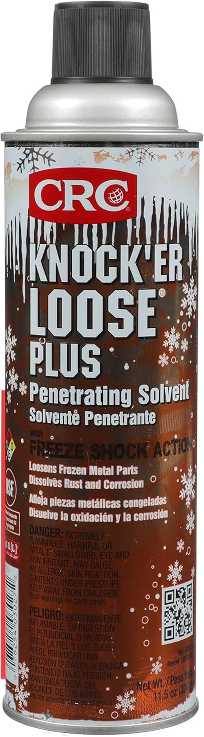 CRC Knock’Er Loose plus Penetrating Solvent 03027 – [Reddish] 11.5 WT. Oz., Industrial Grade Penetrating Solvent and Lubricant W/ Freeze Shock Action