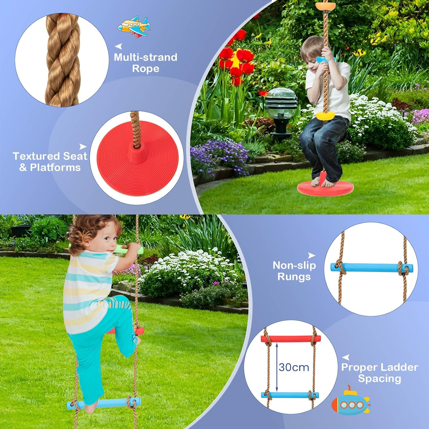 HONEY JOY 300 KG Indoor & Outdoor Swing Set, Heavy Duty Carbon Steel Swing Fr... - Picture 4 of 14