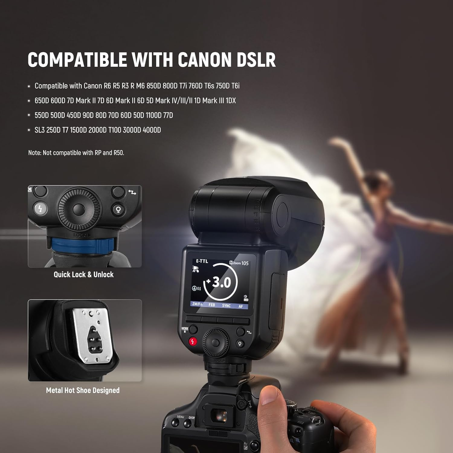 NEEWER Z2PRO-C 2.4G TTL Round Head Flash Speedlite Compatible with Canon, Wir... - Picture 8 of 18