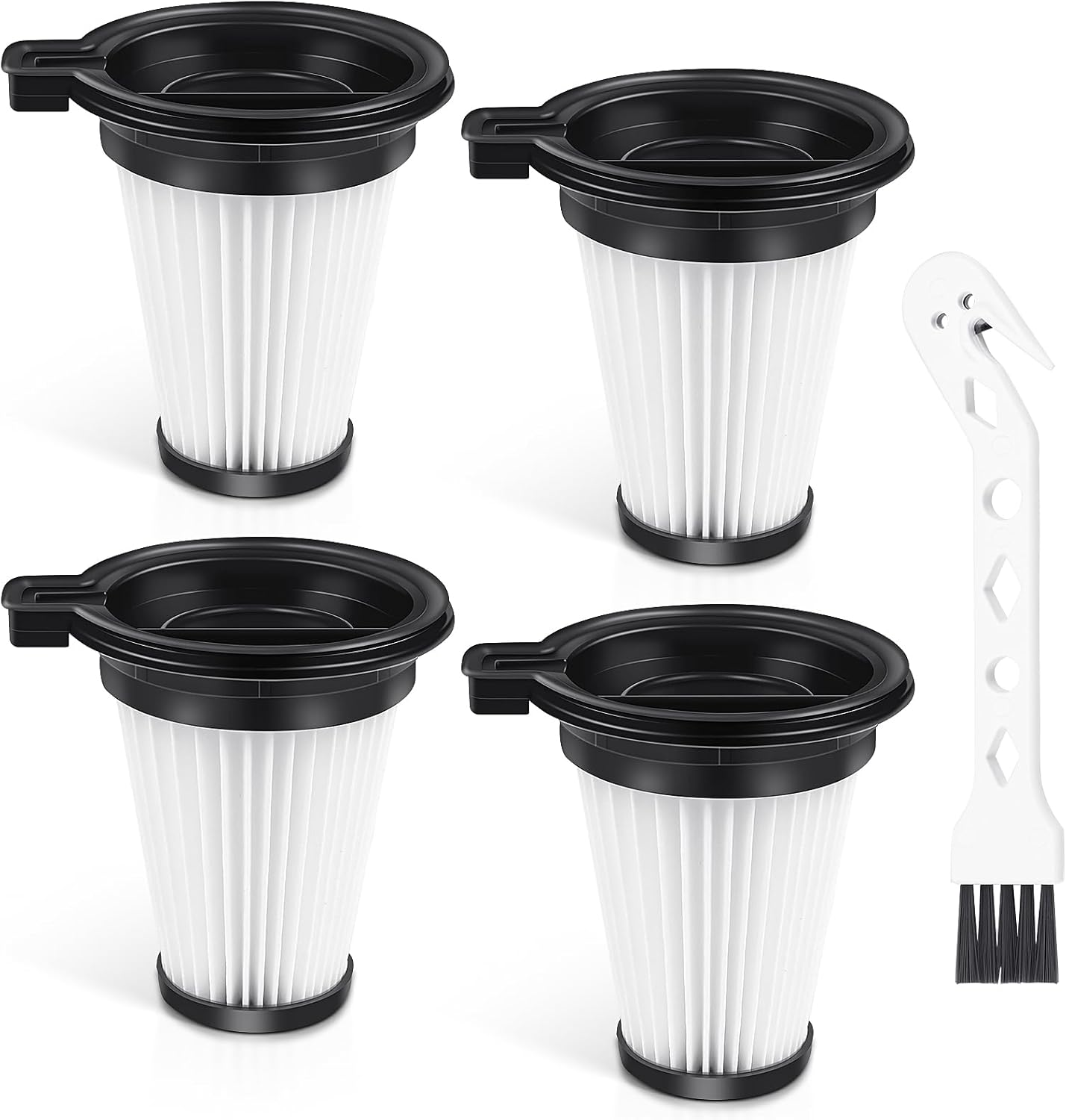 4 Pack Replacement Filters for Wyze Cordless Vacuum Cleaner, Removable and Washable Filter Accessories Set with 1 Cleaning Brush