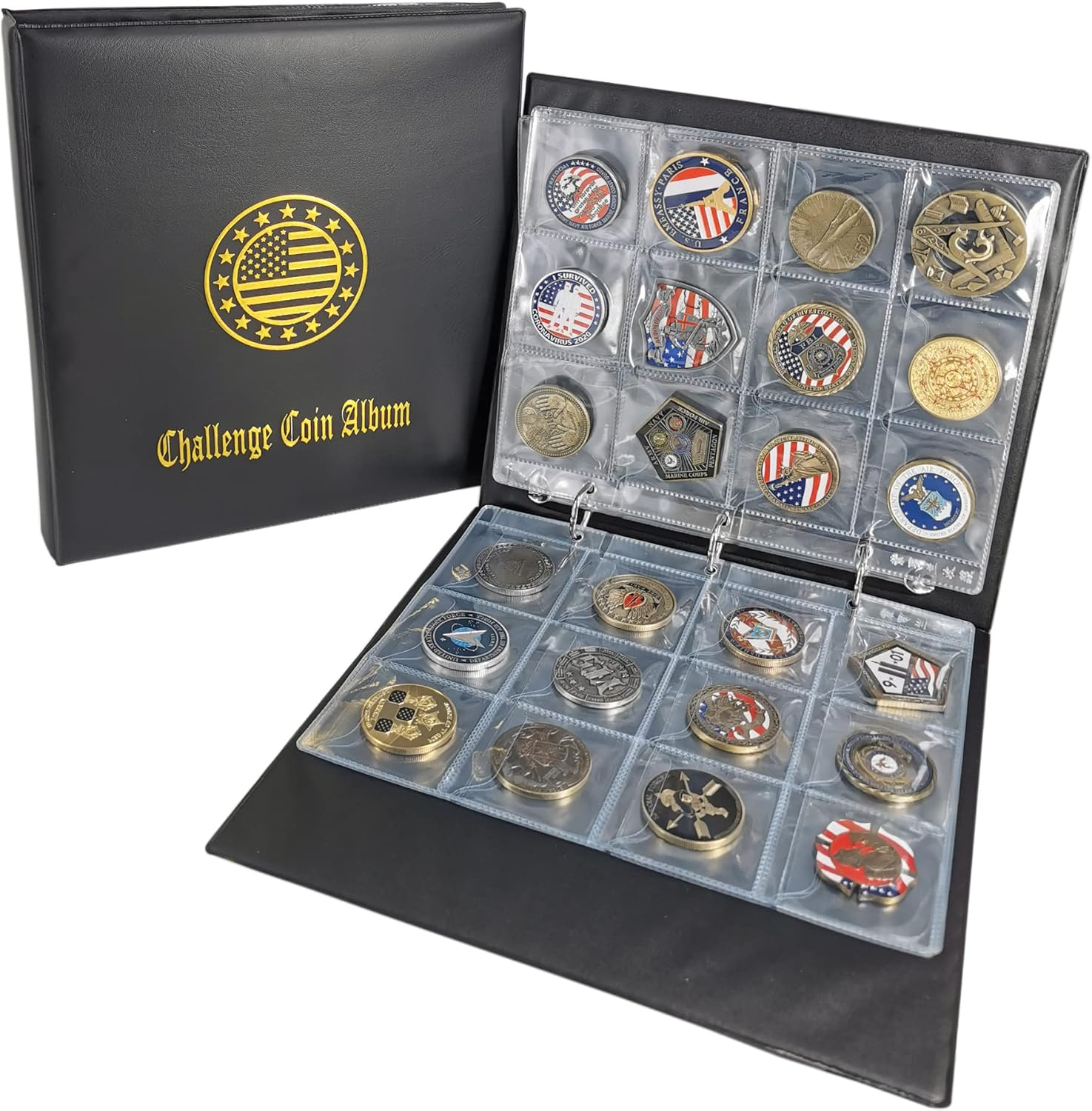 Challenge Coin Holder Album 120 Pockets Coin Token Display Book Case