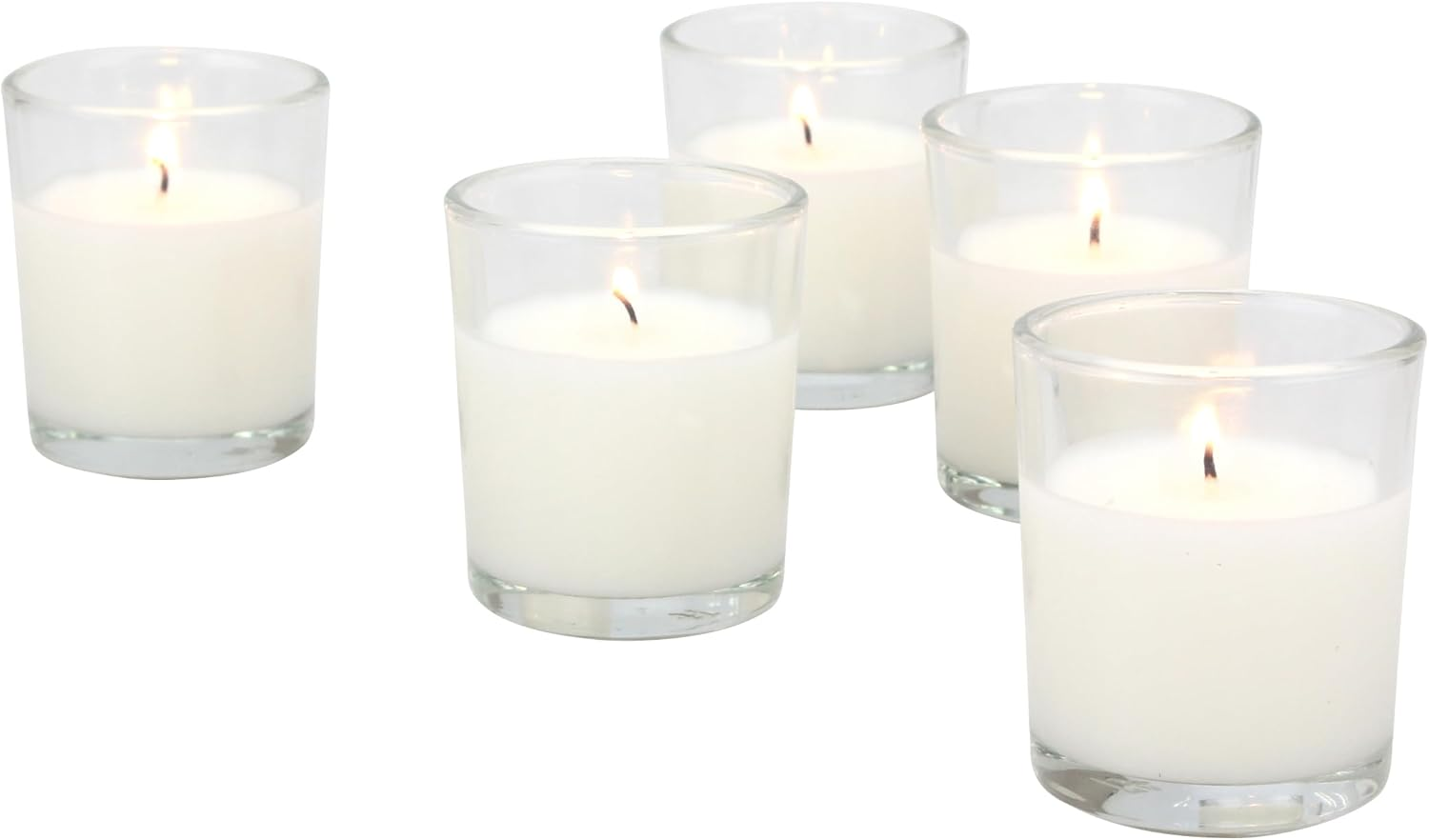 12 Hour Long Burning Unscented Wax Filled Votive Holders, 48 Pack, White