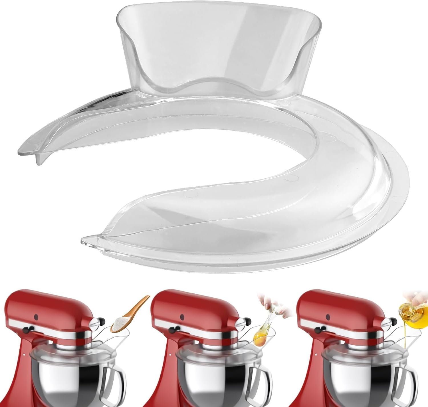 Pouring Shield for Kitchenaid 4.8L Dishwasher Safe Easy to Clean | Fit Stainless Steel, Glass and Ceramic Bowl, Prevent Splashes, with Cleaning Brush, Splashguard for 4.5-5QT Medium Mixer Bowl