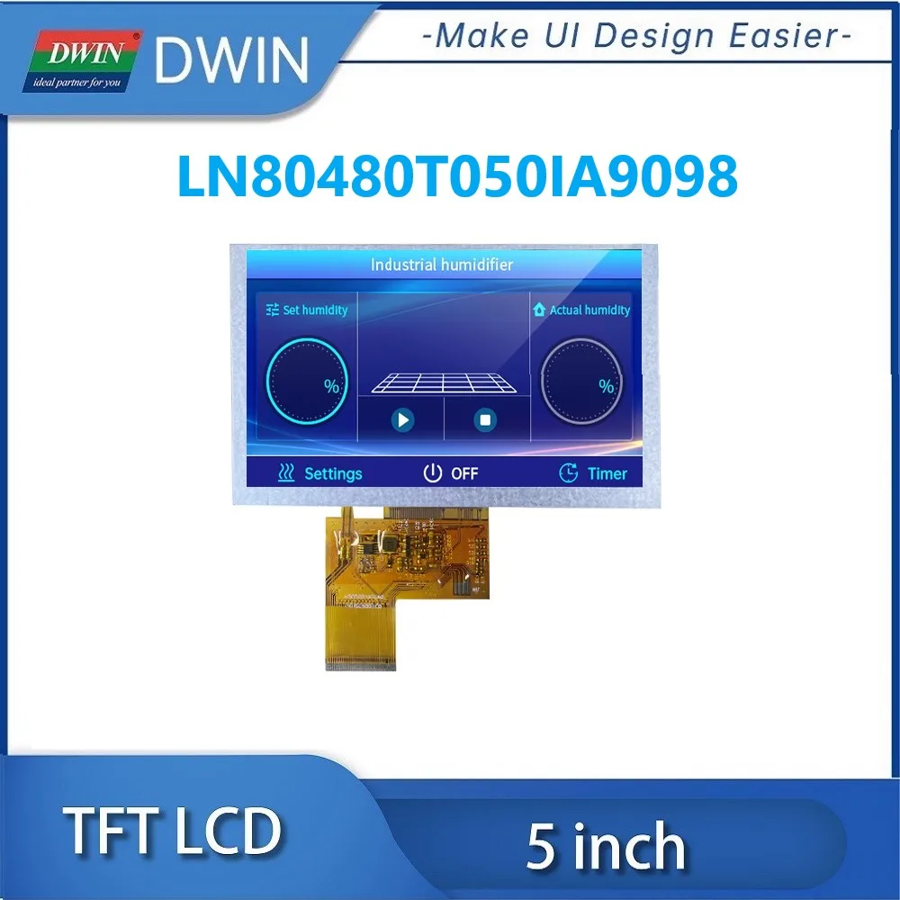 5 Inch 800x480 900 Bright 40PIN RGB 24bit TFT LCD Module With Resistive Touch LN80480T050IA9098
