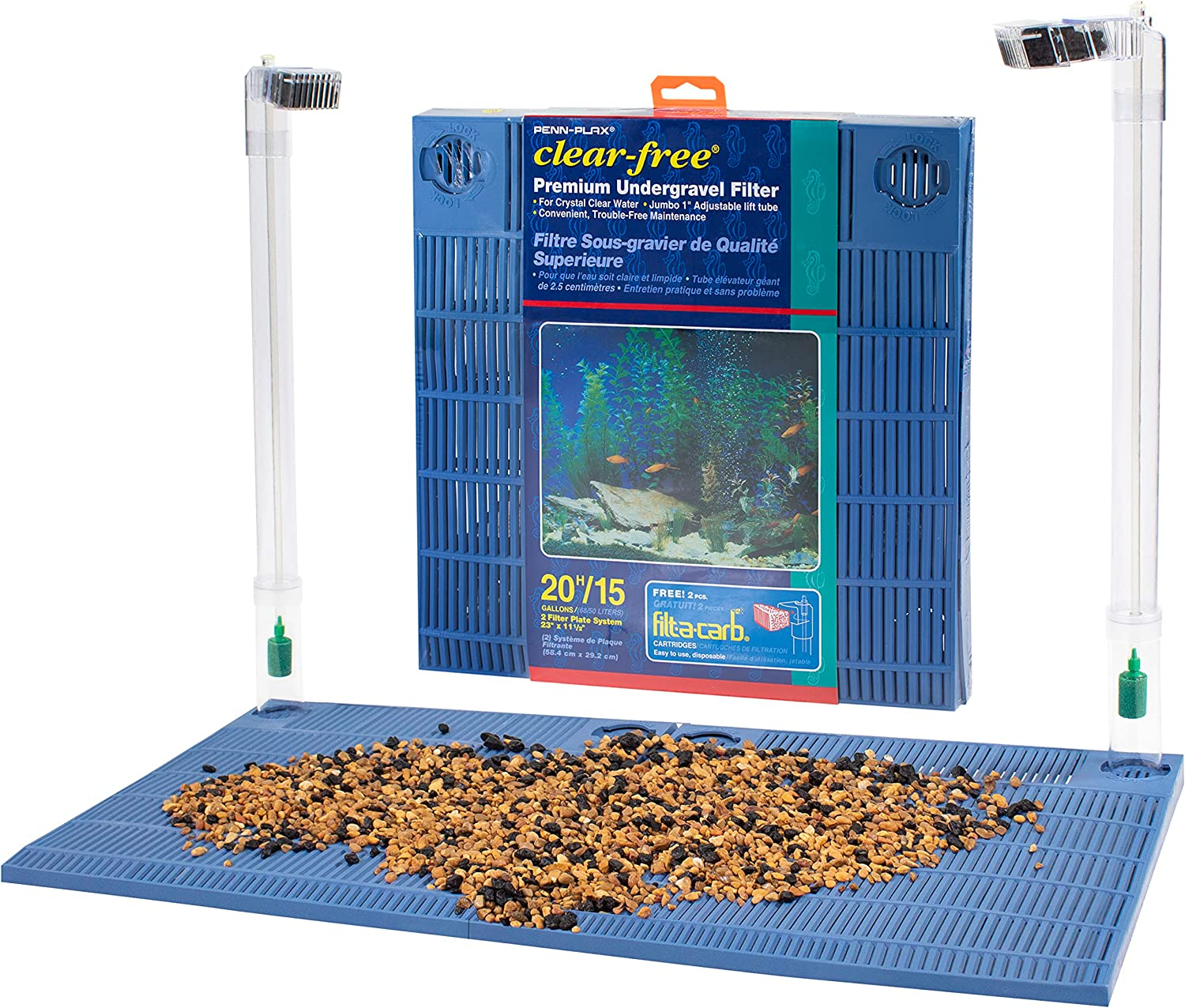 Undergravel Aquarium Filter for 15-20 (High) Gallon Tanks – Two 11.2” X 11.25” Plates – under Gravel System for Clear, Clean Water – Safe for Freshwater and Saltwater Tanks