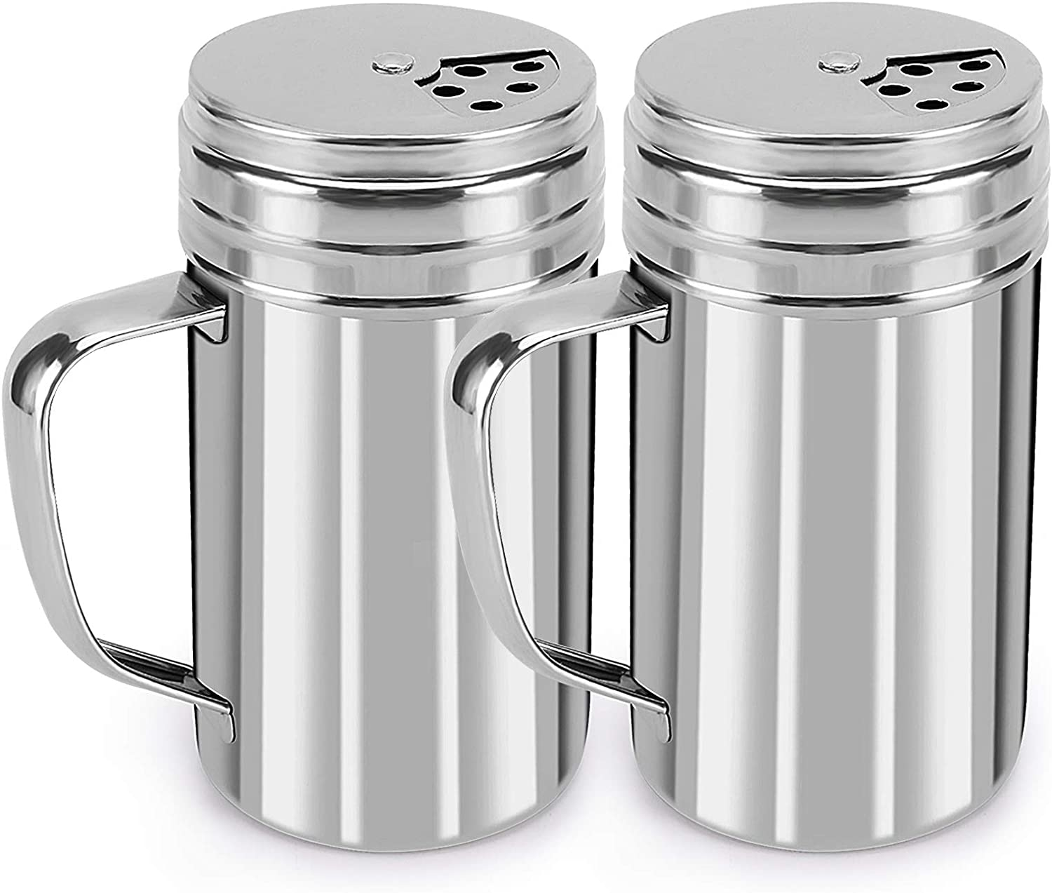 13Oz Salt and Pepper Shakers with Adjustable Pour Holes, Stainless Steel Dredge Shaker, Seasoning Spice Shakers for Salt Pepper Cinnamon Sugar Flour