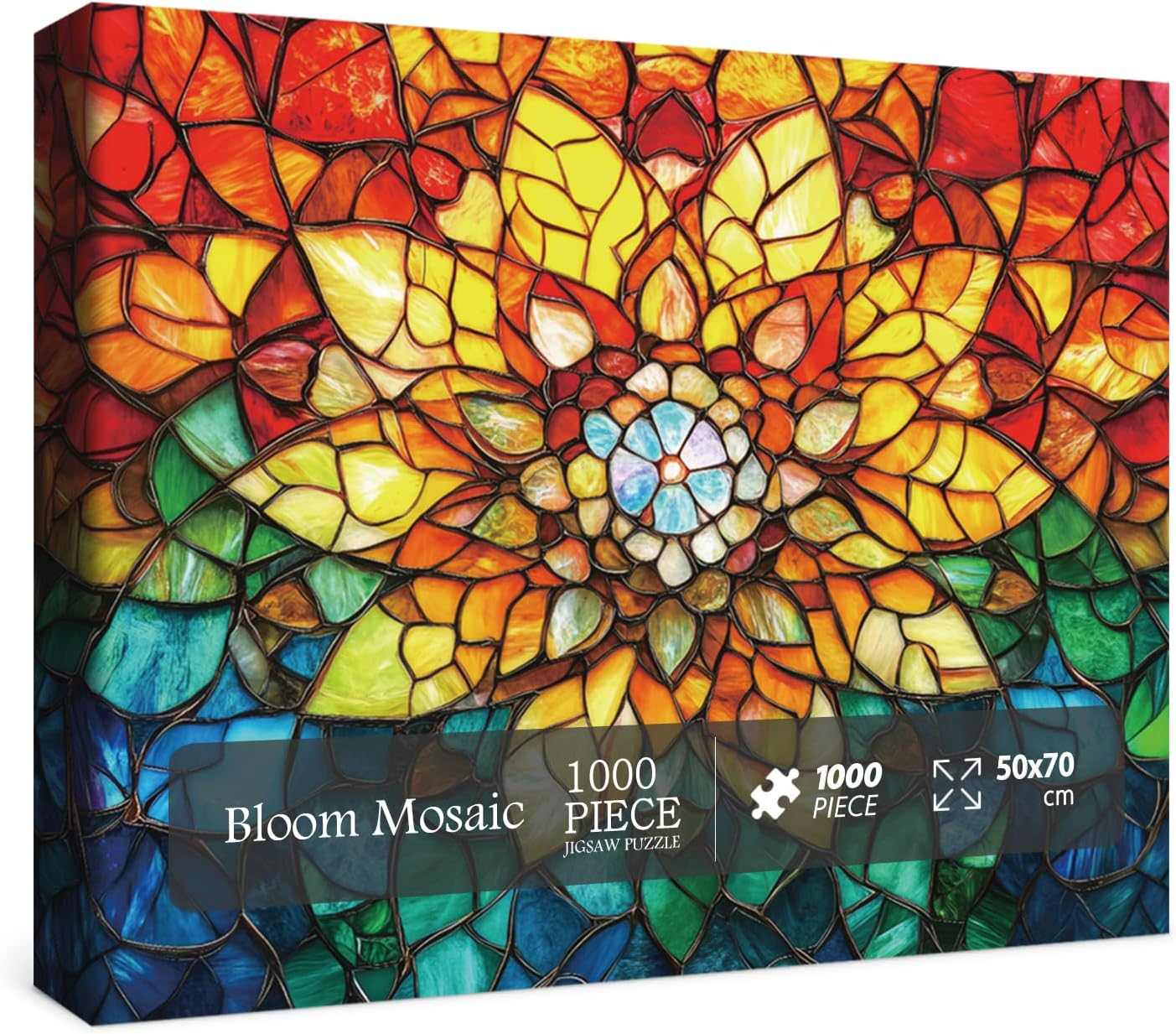 Colorful Flower Puzzles for Adults 1000 Pieces, Beautiful Stained Glass...