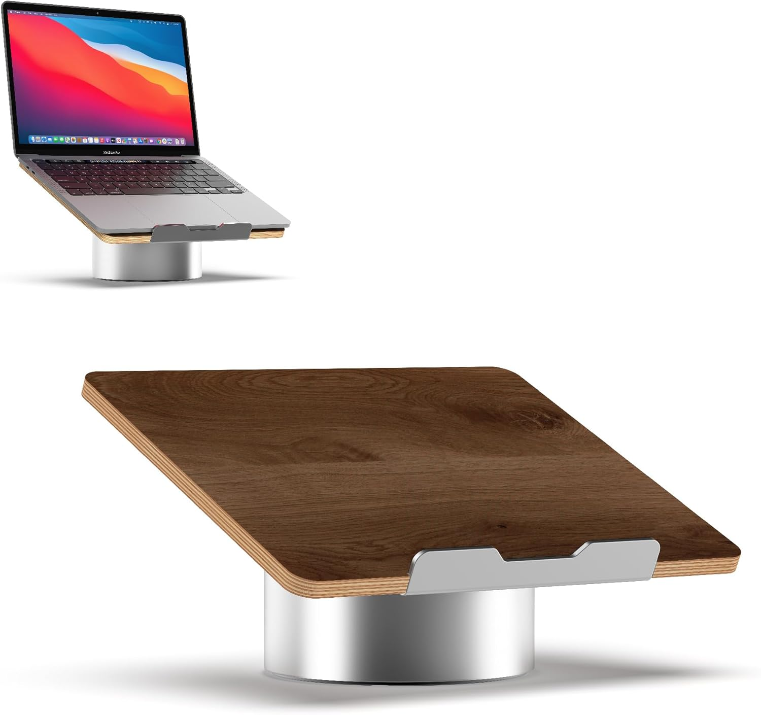 Portable Electronic Device Stand - Black Walnut Wood Laptop Stand, Ergonomic Computer Stand for Laptop, Compatible with Macbook Stand up to 16 Inches