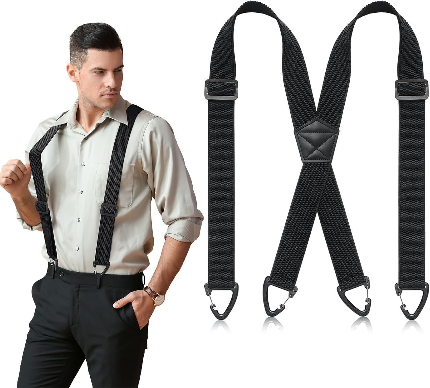 Suspenders for Men Heavy Duty, X Back Hidden Suspender 1.5
