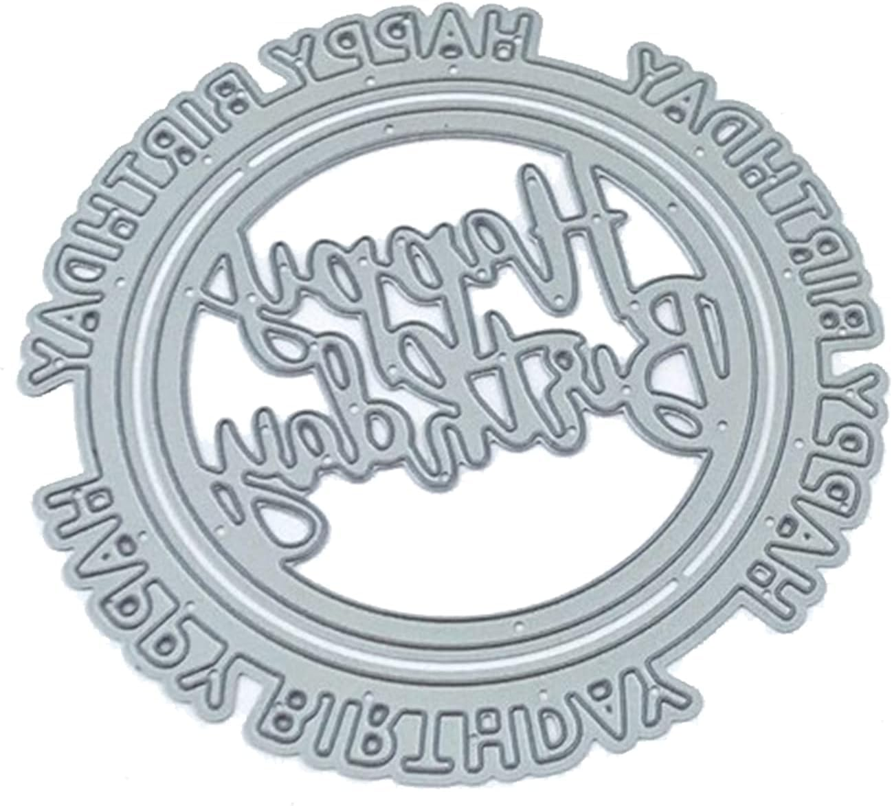 Silver Happy Birthday Metal Cutting Dies for Card Making Embossing Stencil 