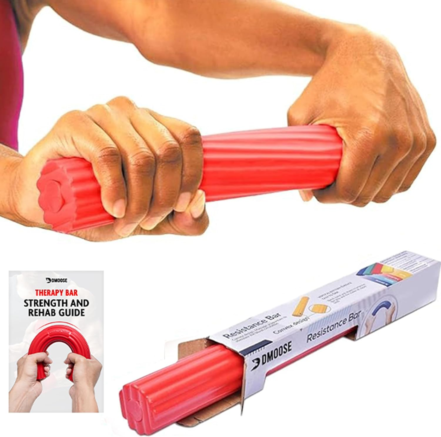 Flex Resistance Bar for Physical Therapy - Non-Slip Odorless TPE Material - Exercise Bar for Tendonitis, Tennis & Golfers Elbow Rehabilitation - Wrist Strengthener for Forearms & Grip Strength