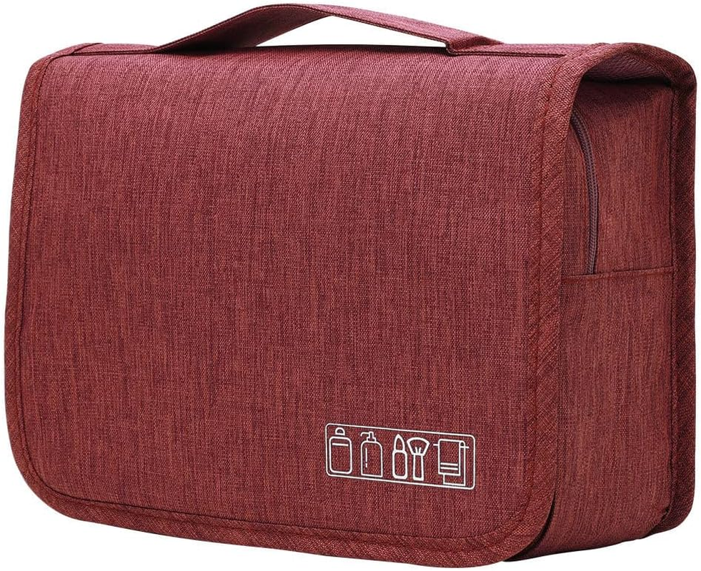 Large Capacity Travel Hanging Toiletry Bag Cosmetic Bag Makeup Organizers for Men & Women with Sturdy Hook (Red)