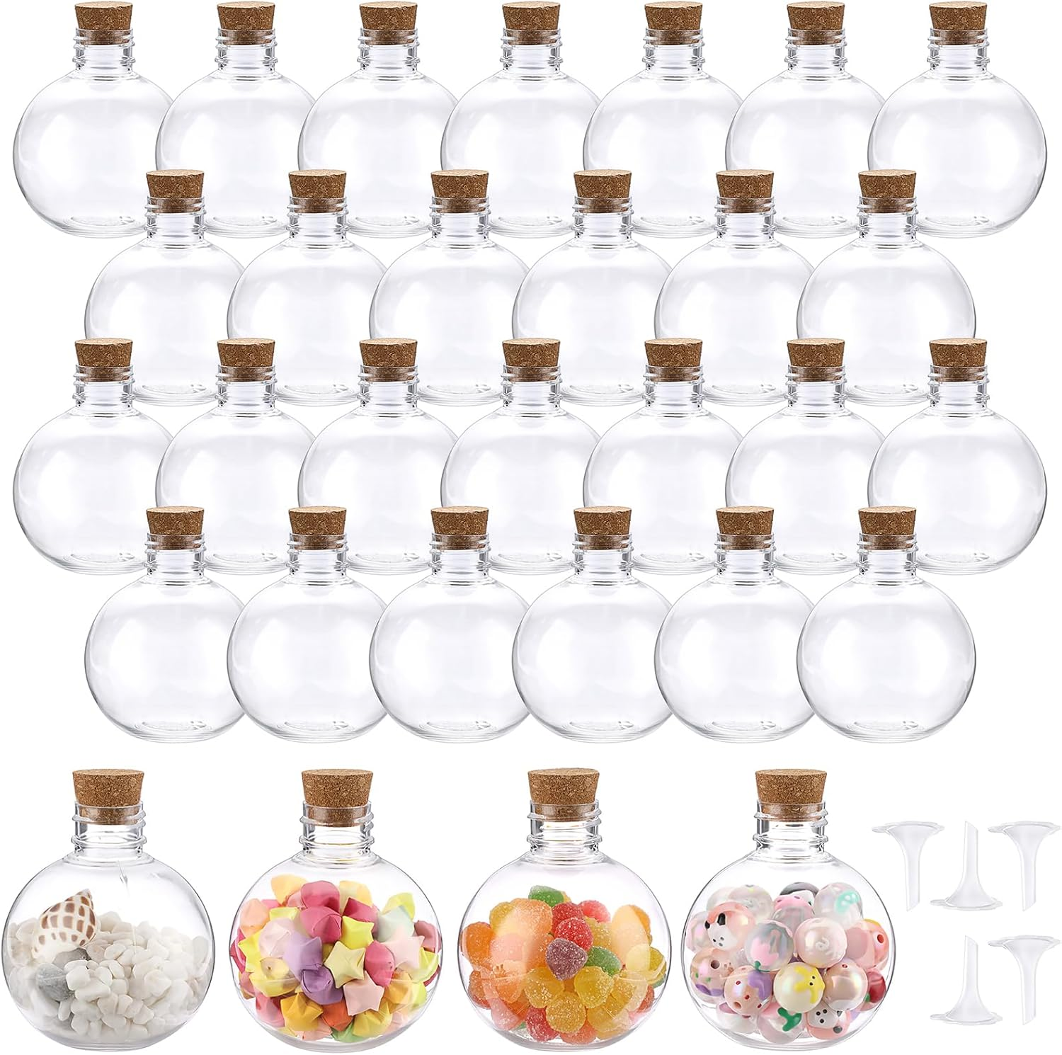 BTSKY 30 Pcs 5 oz Plastic Bottles with Corks, Clear Sand Art Bottles with Fun... - Picture 2 of 13