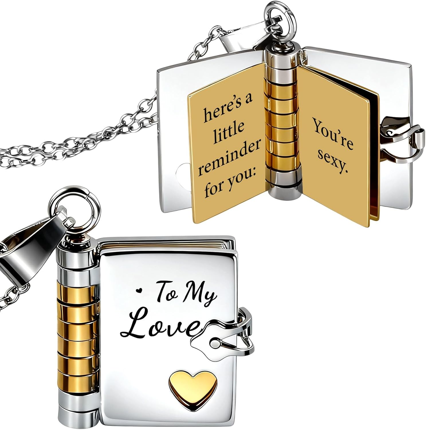 To My Love Book Necklace from Husband, I Love You Love Letter Necklace, Romantic