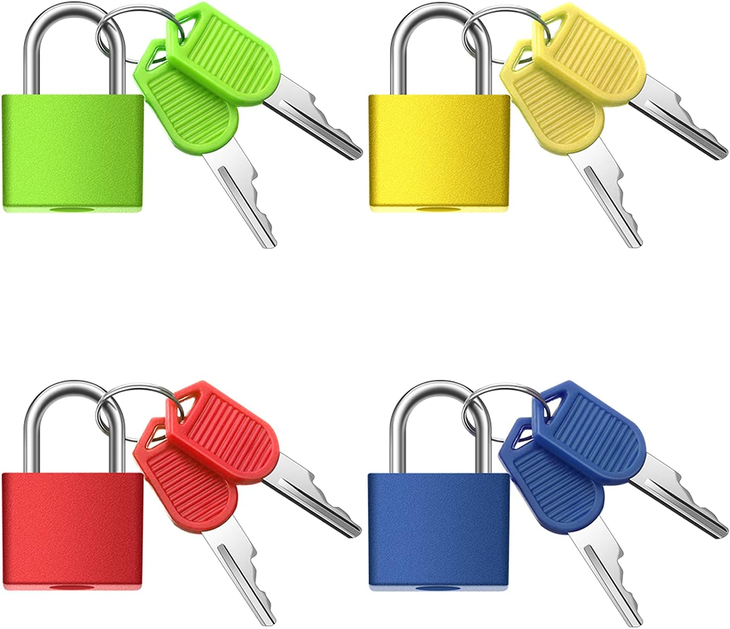 4 Pcs Suitcase Locks with Keys Multicolor Mini Metal Luggage Locks Keyed Padlocks Plastic-Covered Copper Padlocks for Suitcase, Backpack, Boxes Laptop Bag School Locker