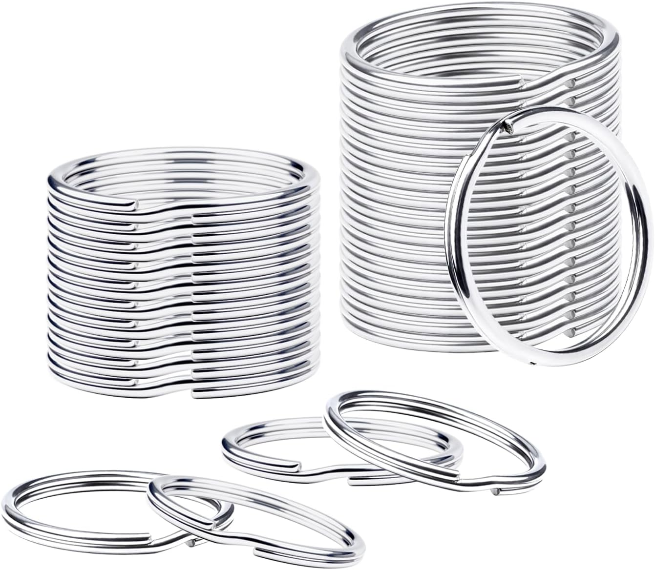 Stainless Steel Split Rings, 30Mm Metal Key Ring, Silver Keychain Rings Bulk, round Keyrings Loop, Key Chain Rings for Crafts Jewelry Making Fishing Car Keys Dog Tag
