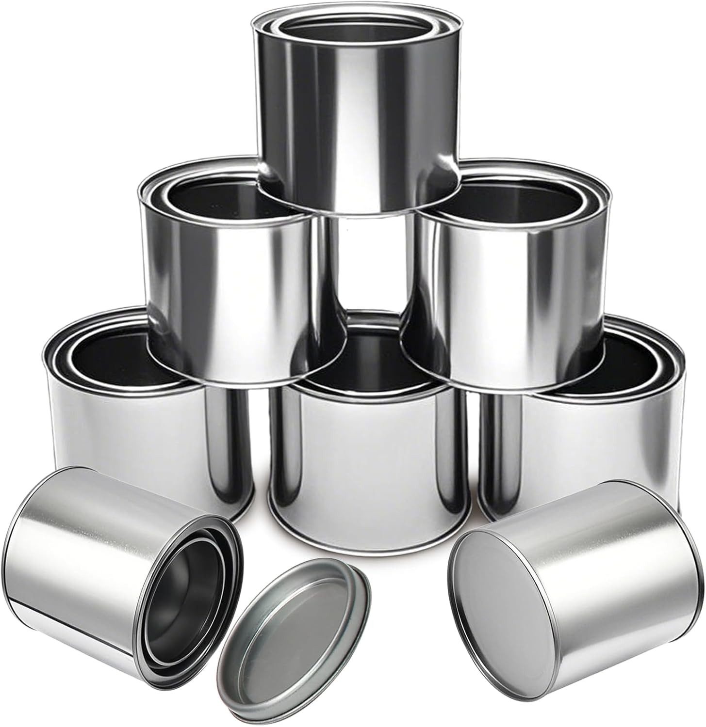 8 Pcs 1/2 Pint Size Empty Metal Paint Cans, 1 Cup Paint Storage Containers wi...