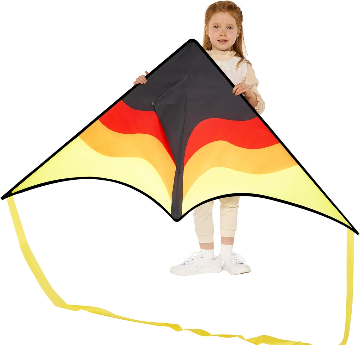 Large Delta Kite Yellow Easy Fly 328ft String for Kids Adults Beach Fun Outdoor!