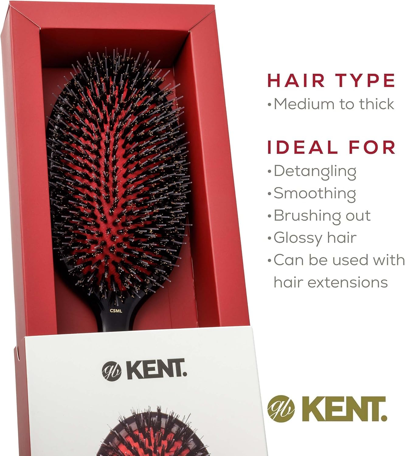 Kent Classic Shine Cushioned Bristle and Nylon Hair Brush - Picture 7 of 15