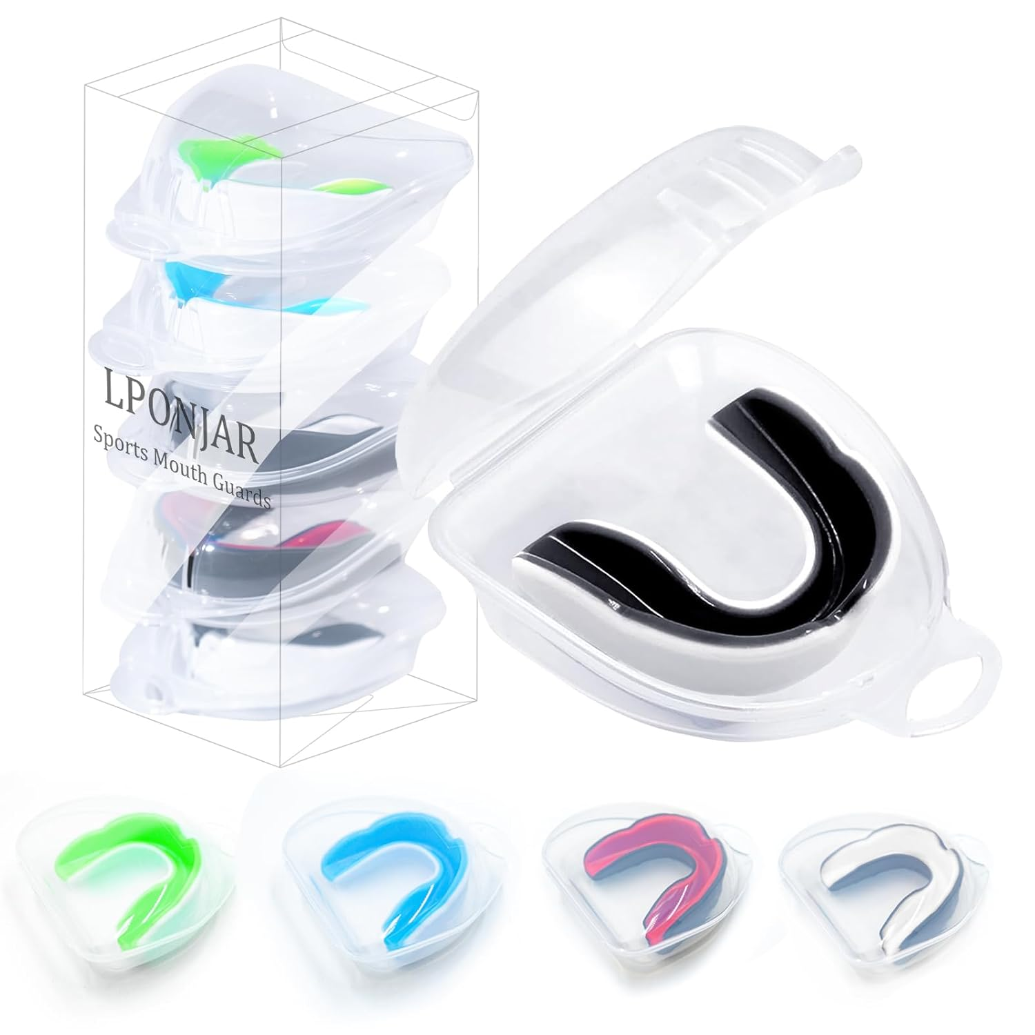 5 Pack Kids Youth Mouth Guard for Sports, Boys Girls Mouth Guard with Case, Child Teen Sports Mouthguard for Football Lacrosse Basketball Boxing Soccer Taekwondo MMA Karate