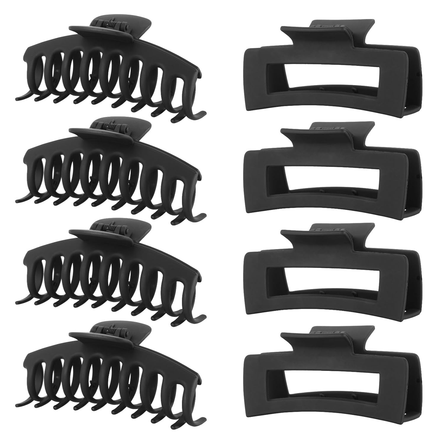 8PCS Large Black Matte Hair Claw Clips