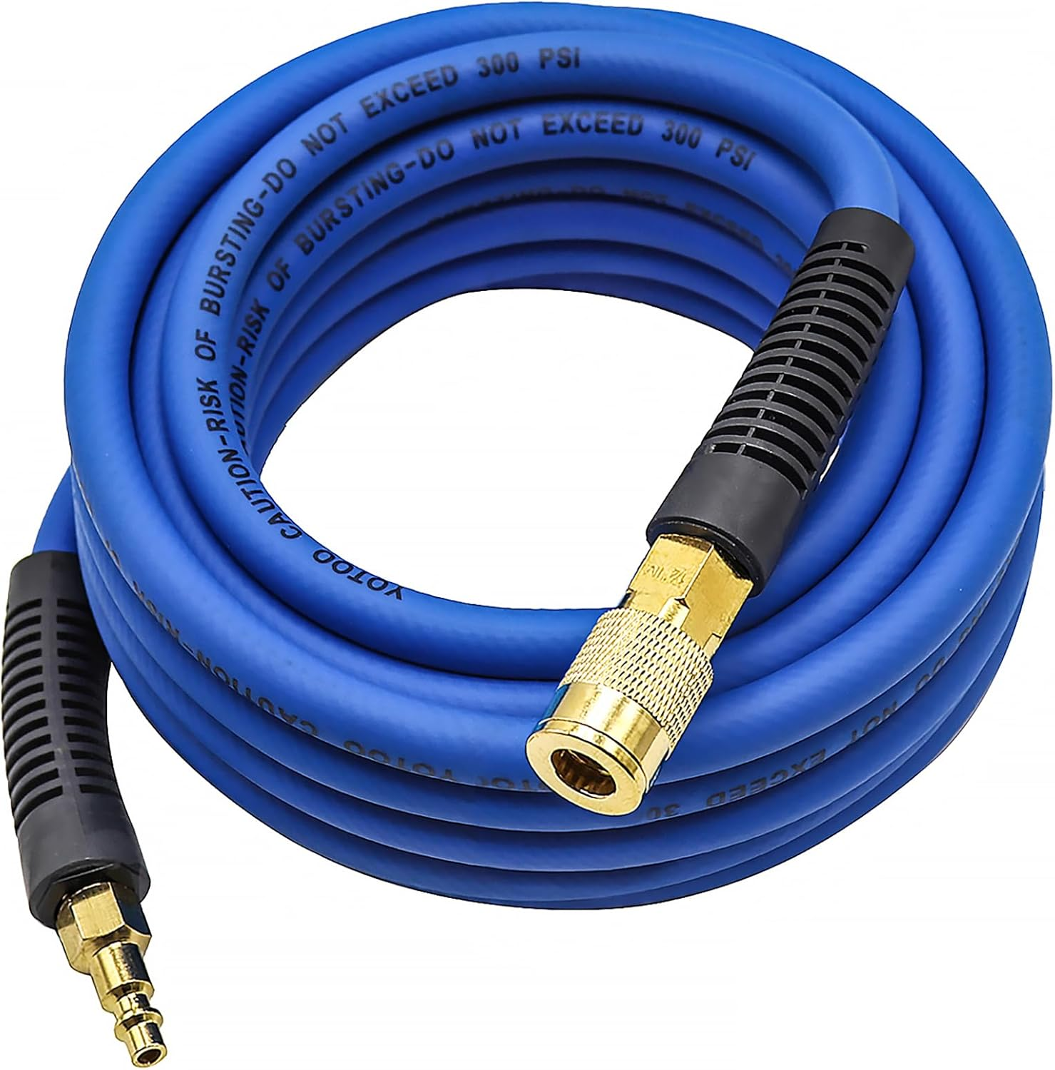 YOTOO 3/8" X 10' Hybrid Lead-in Air Hose – 300 PSI, Lightweight, Kink-Resistant, With Brass Fittings & Bend Restrictors