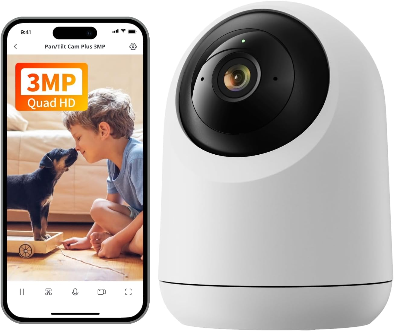Security Indoor Camera 2K - Pan/Tilt Cam 3MP for Baby Pet Monitor, 2.4G Wi-Fi Plug-In, Night Vision, 2 Way Audio, 360 Motion Tracking, Privacy Mode, Works with Alexa, Cloud & SD Storage 256G