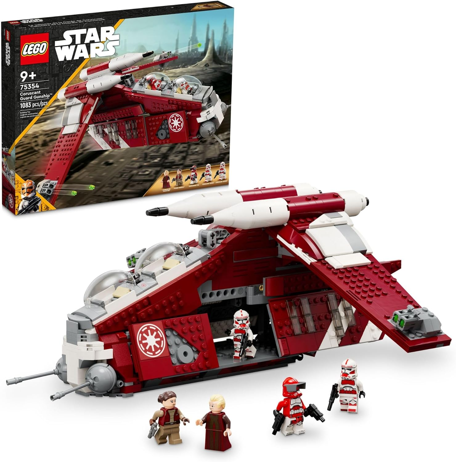 LEGO Star Wars: the Clone Wars Coruscant Guard Gunship 75354 Buildable Star Wars Toy for 9 Year Olds, Gift Idea for Fans Including Chancellor Palpatine, Padme and 3 Clone Trooper Minifigures