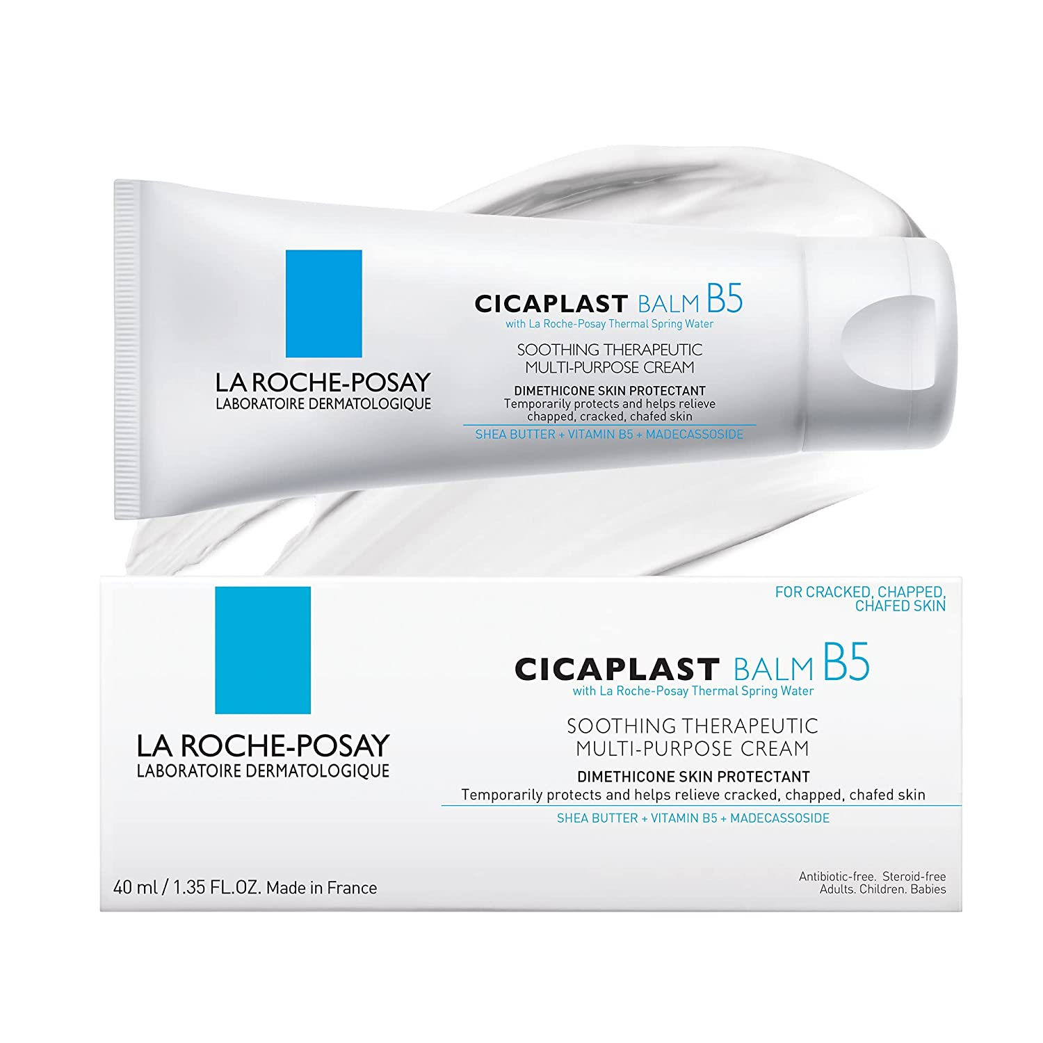 La Roche Posay Cicaplast Balm B5 UV SPF 50, Vitamin B5 + Shea Butter + Tribioma + Madecassoside + Zinc Oxide Sunscreen, Post Treatment Skin Protectant with SPF, Multi-Purpose Cream for Dry Skin