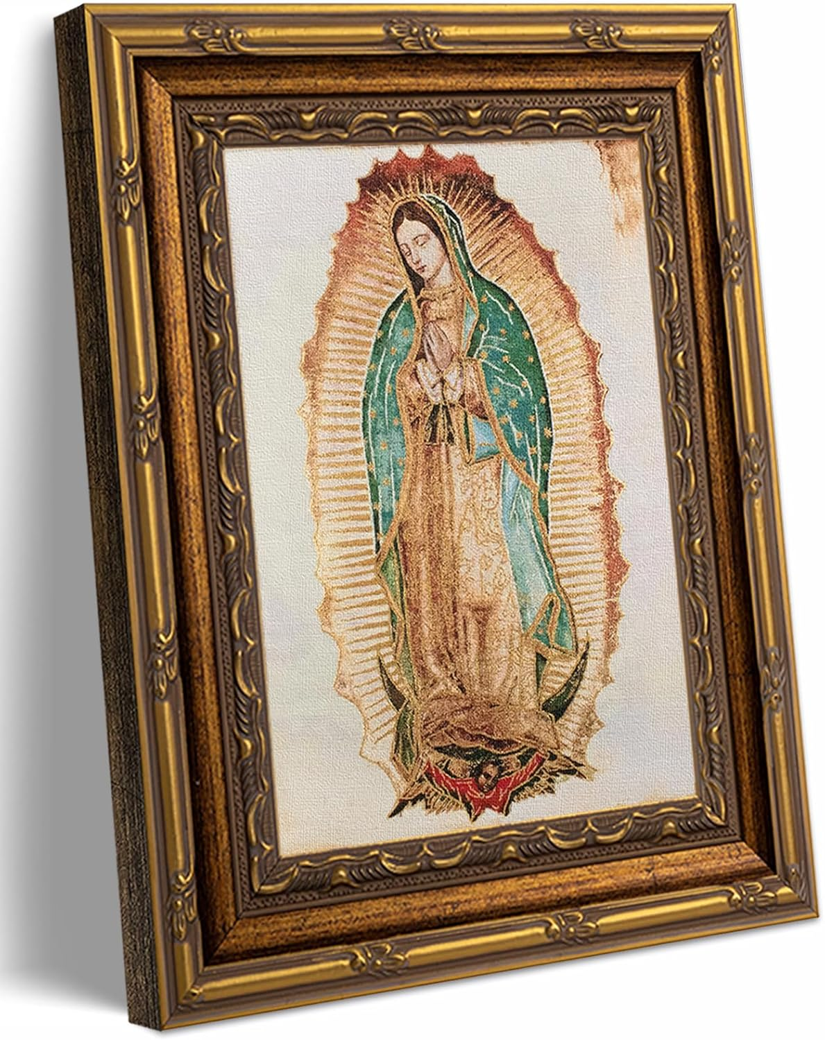 Gold Framed Our Lady of Guadalupe Wall Art Catholic Virgin Mary Canvas Painting 