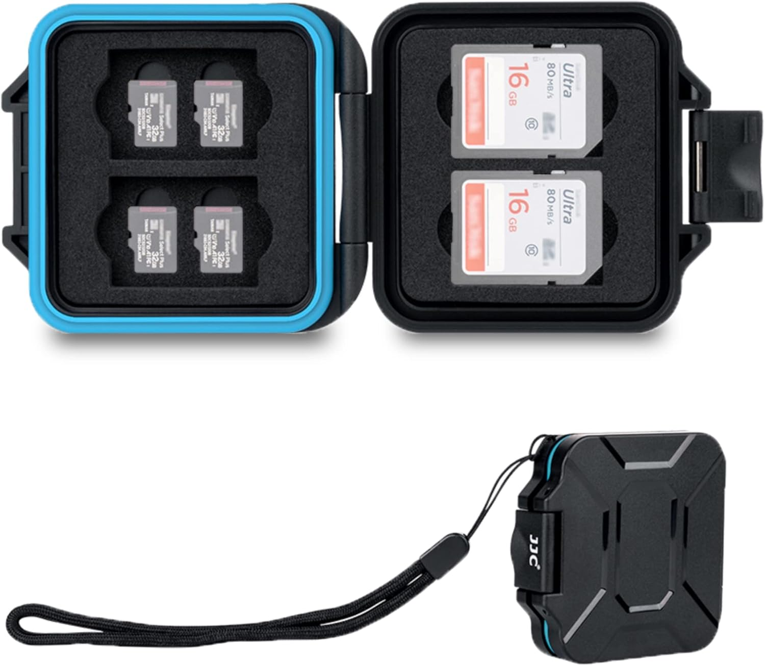 12 Slots Portable SD Micro SD Memory Card Case, Water-Resistant and Anti-Shock SD MSD TF Card Holder Storage Organizer for 8 Micro SD Card & 4 SD/SDHC/SDXC Card with EVA Foam Interior