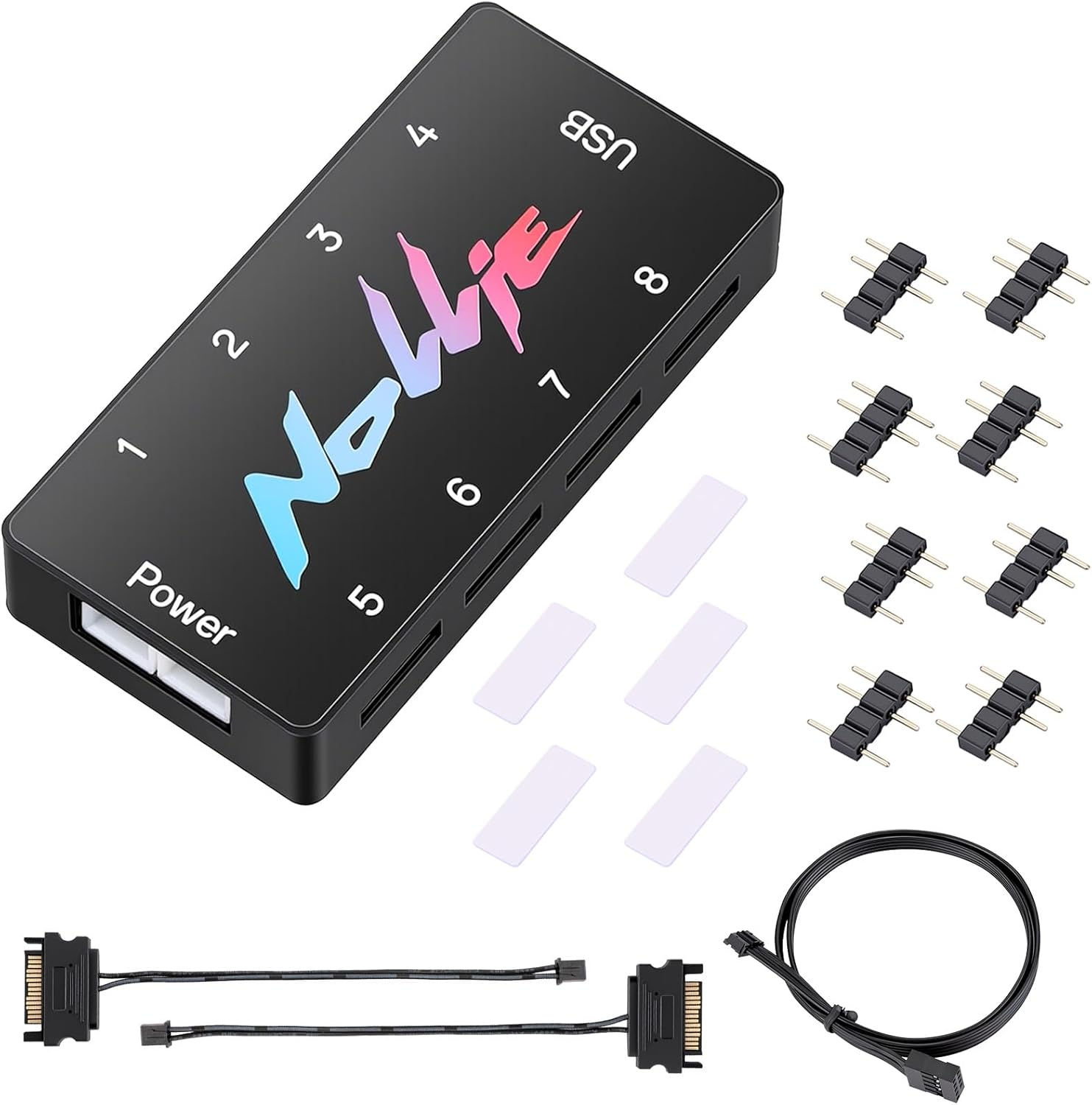 Nollie 8 ARGB Controller Fan Hub 5V 3Pin 8 Port ARGB Interface SATA Powered Support Signalrgb Openrgb