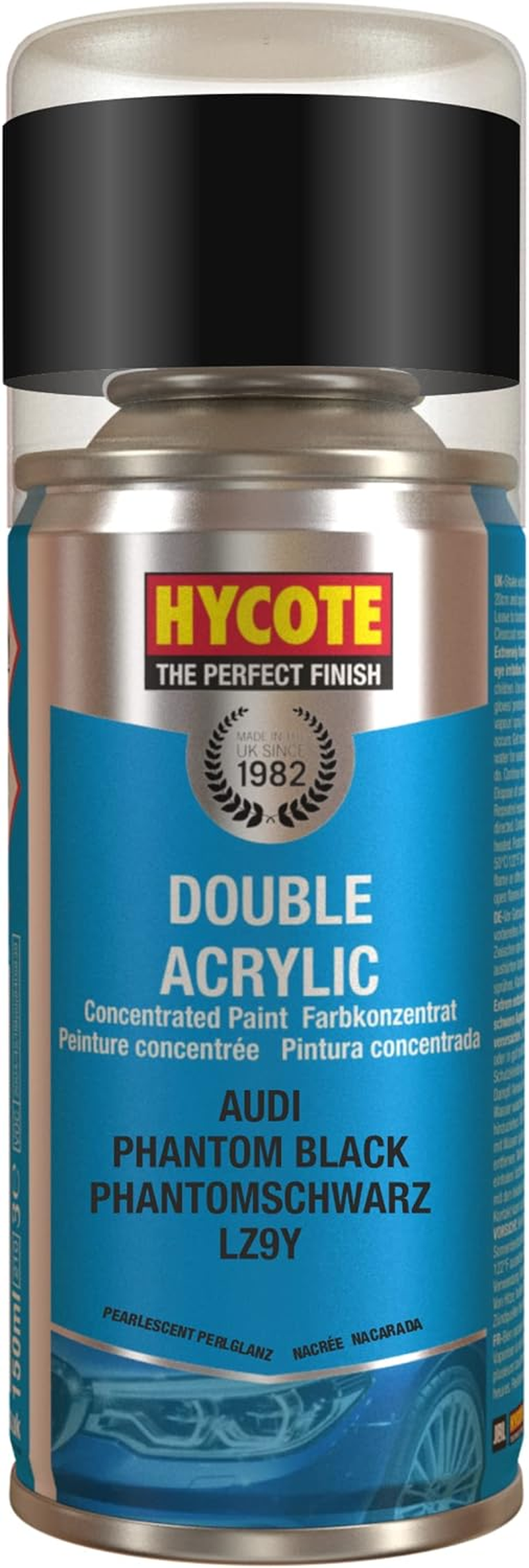 Peinture Acrylique Double-Action En Aérosol Pour Voiture Audi Noir Phantom (150 Ml), Peinture Durable À Séchage Rapide, Haute Couvrance, Multi-Surfaces, Pour Intérieur Et Extérieur