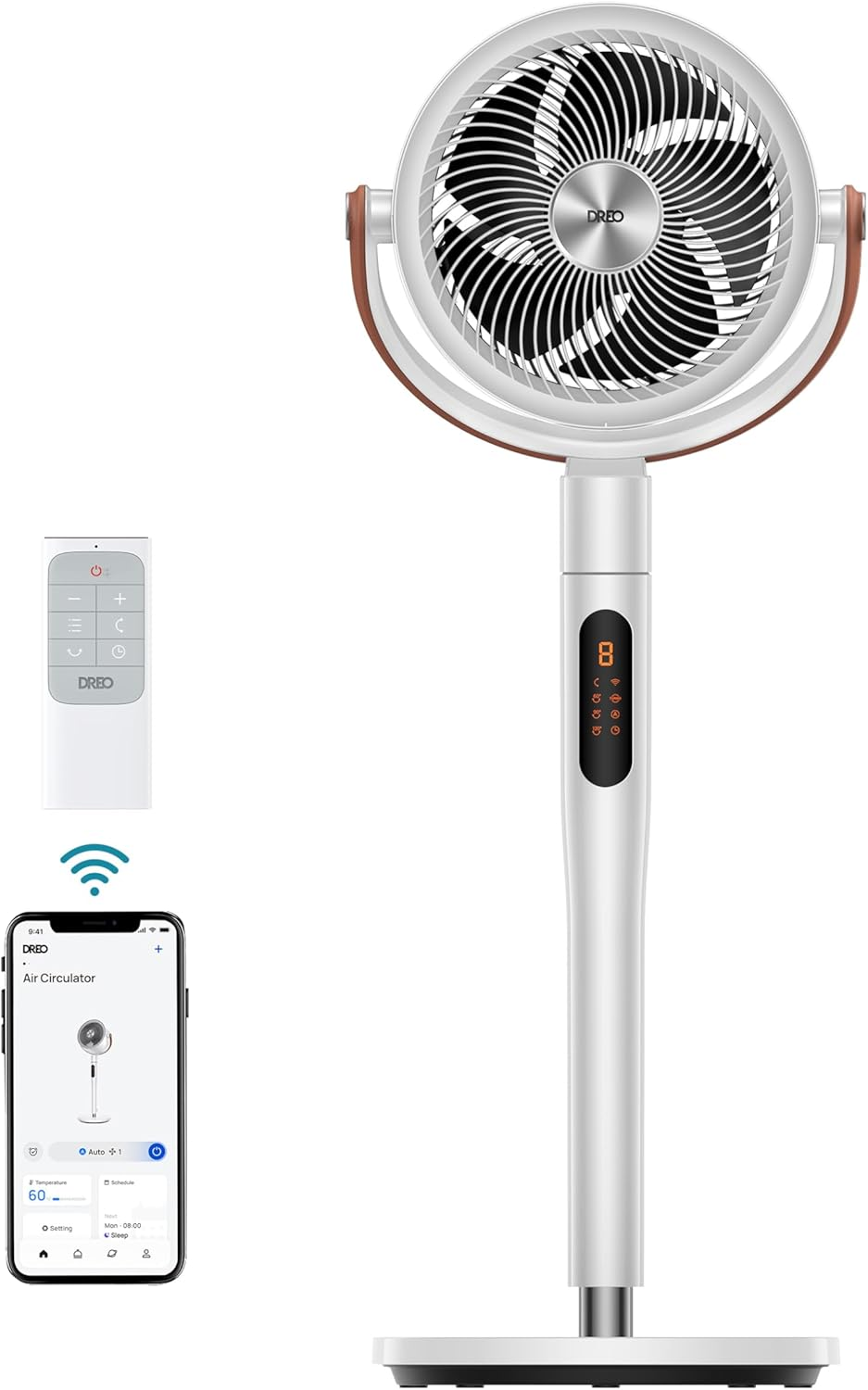 Fan for Bedroom, 100Ft Standing Fans for Home, 120°+105° Smart Oscillating Pedestal Fans with Wi-Fi/Voice Control, DC Motor, 43'' Quiet Fan, 6 Modes, 8 Speeds, Adjustable Height, Polyfan 513S