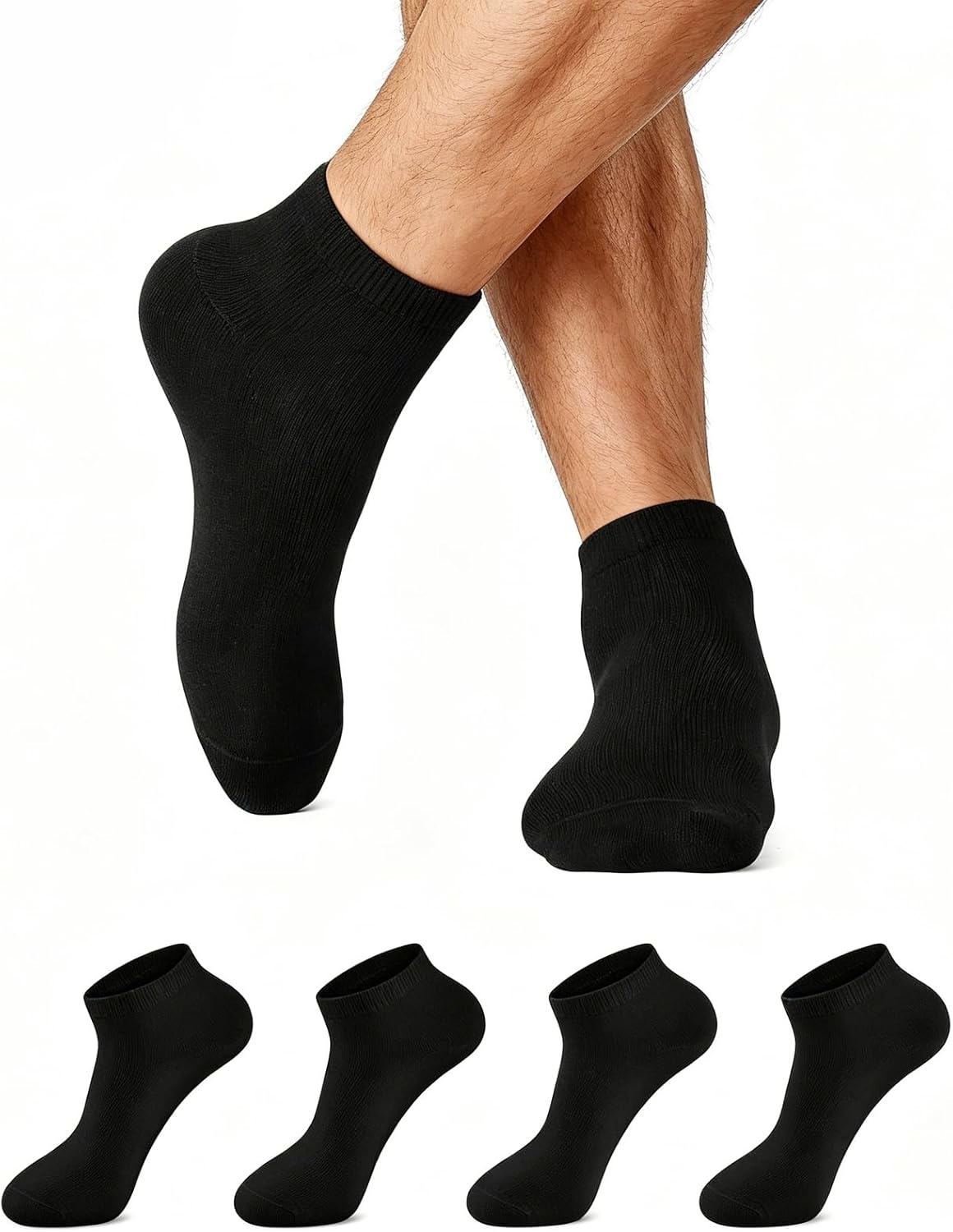 Ankle Socks for Men - Low Cut Breathable Casual Mens Socks 4 Pairs