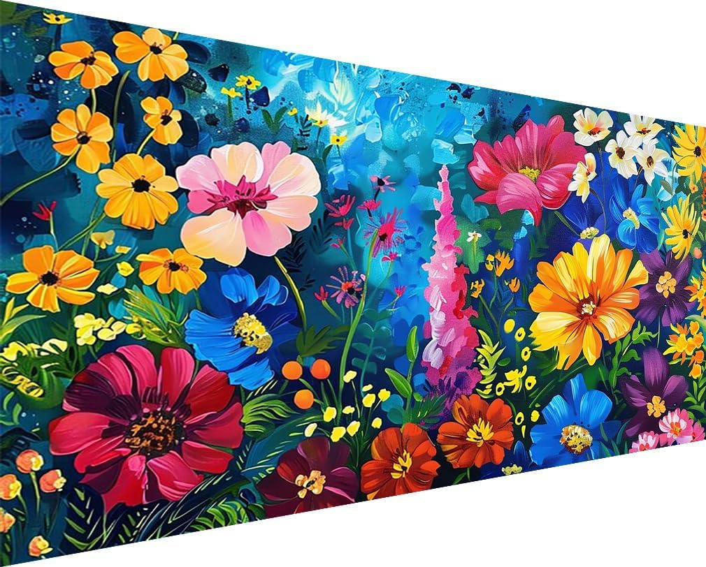 Large Diamond Art Kit for Adults - Flowers, Full Drill Colorful Diamond Painting