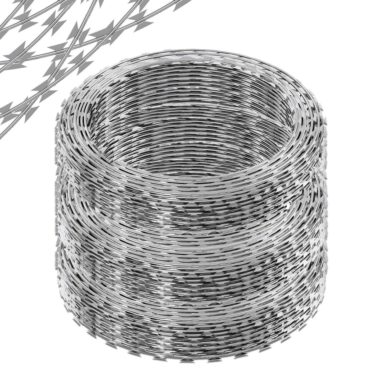 410FT Galvanized Steel Razor Wire Ribbon Barbed Concertina, 82 Feet per Roll 5 Pcs