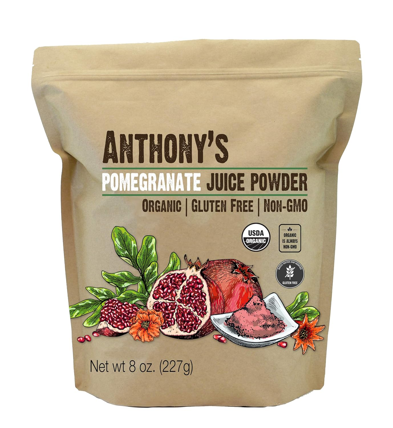 Organic Pomegranate Juice Powder, 8 Oz, Gluten Free, Non GMO, Vegan