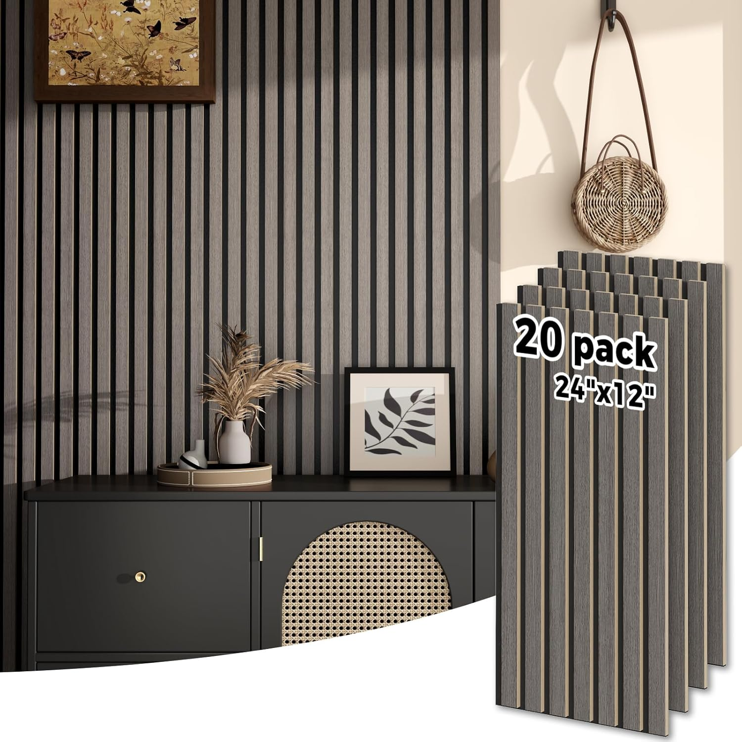 Wood Slatwall Panels for Wall 20-Pack 12